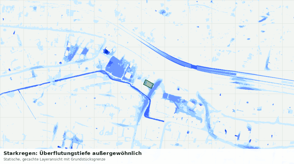 Statische Kartenansicht: Starkregen: Überflutungstiefe außergewöhnlich