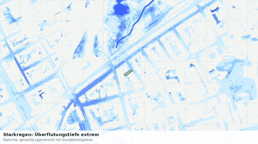 Statische Kartenansicht: Starkregen: Überflutungstiefe extrem
