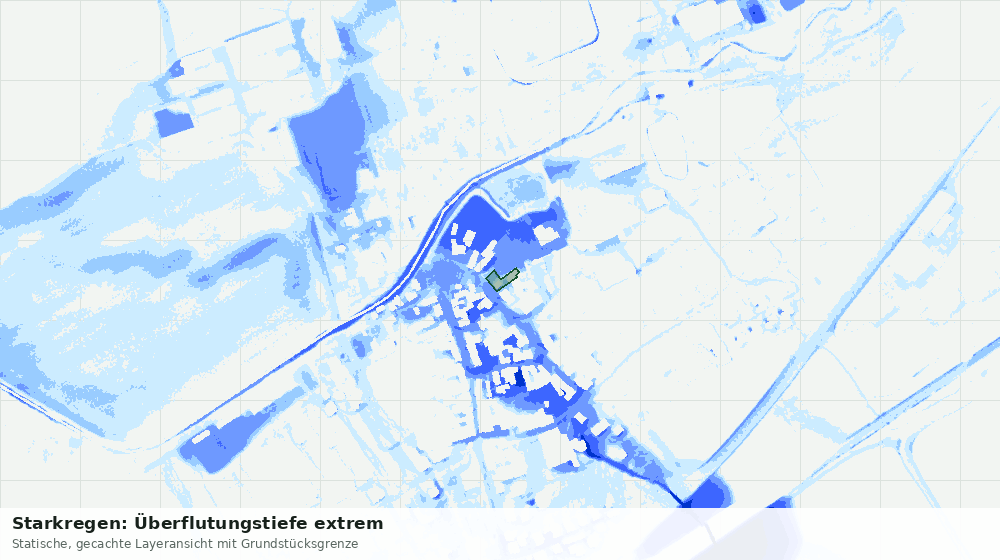 Statische Kartenansicht: Starkregen: Überflutungstiefe extrem