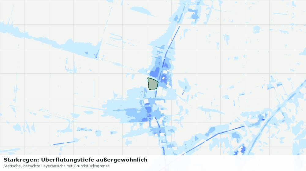 Statische Kartenansicht: Starkregen: Überflutungstiefe außergewöhnlich