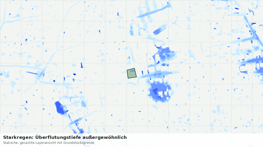Statische Kartenansicht: Starkregen: Überflutungstiefe außergewöhnlich