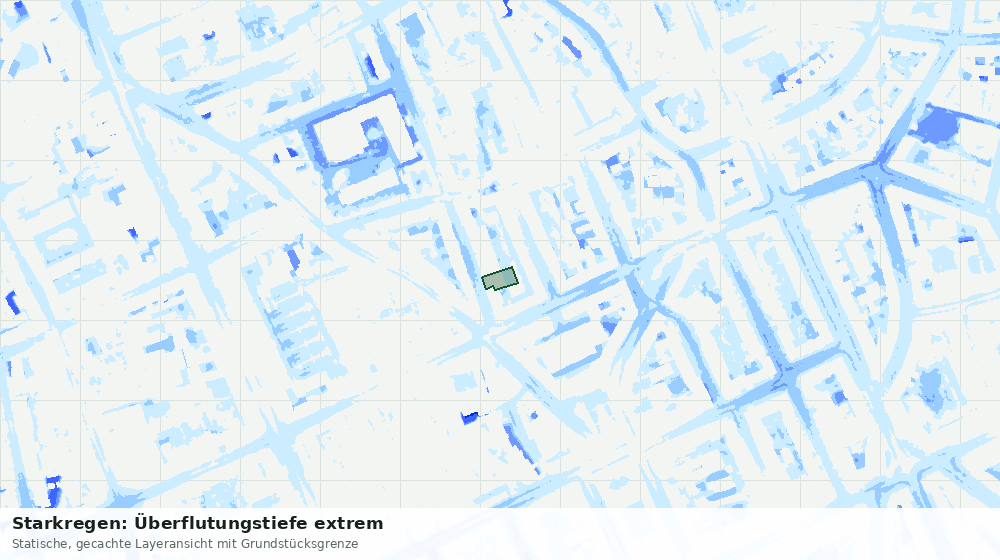 Statische Kartenansicht: Starkregen: Überflutungstiefe extrem
