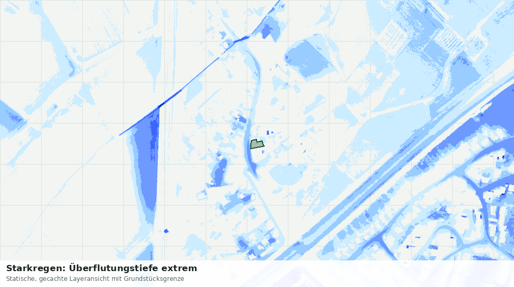 Statische Kartenansicht: Starkregen: Überflutungstiefe extrem