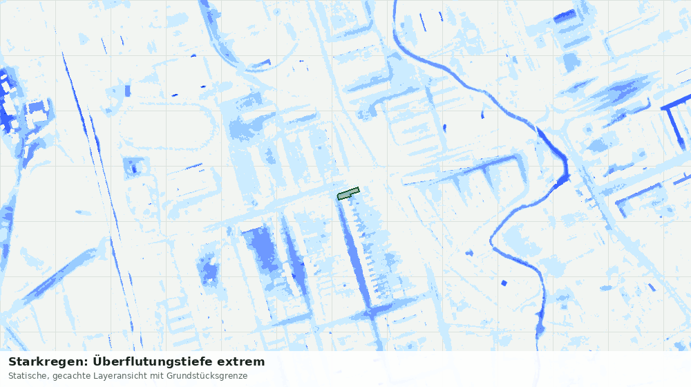 Statische Kartenansicht: Starkregen: Überflutungstiefe extrem