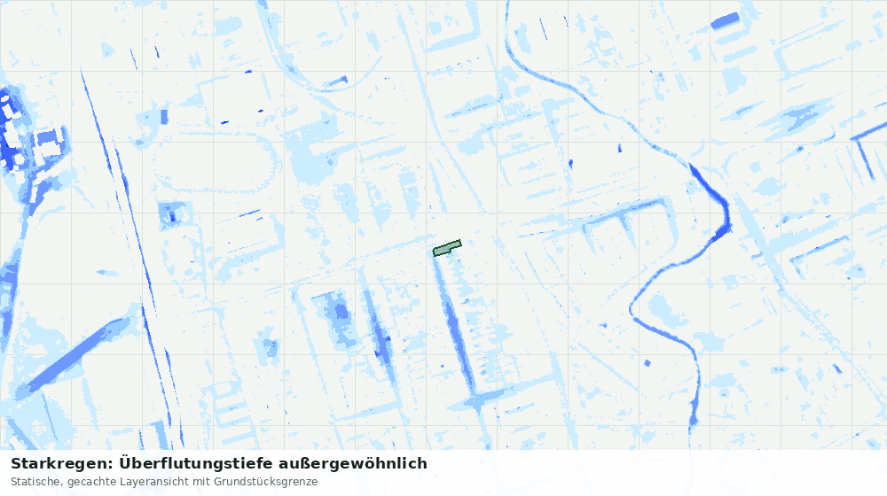 Statische Kartenansicht: Starkregen: Überflutungstiefe außergewöhnlich