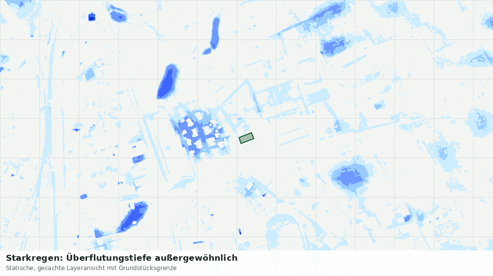 Statische Kartenansicht: Starkregen: Überflutungstiefe außergewöhnlich