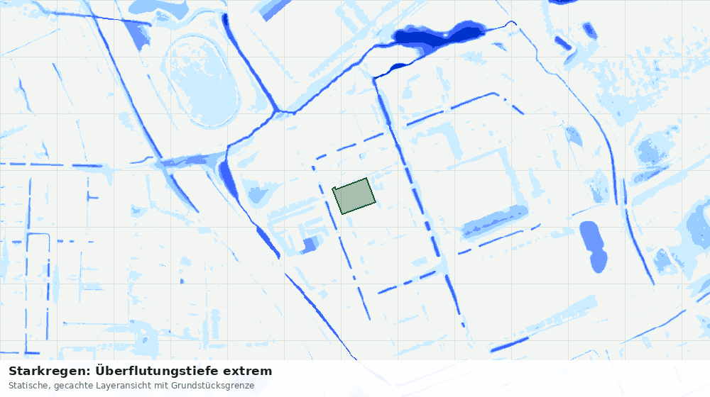 Statische Kartenansicht: Starkregen: Überflutungstiefe extrem