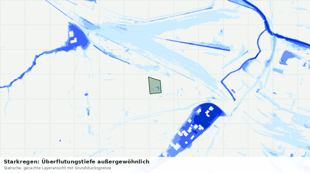 Statische Kartenansicht: Starkregen: Überflutungstiefe außergewöhnlich