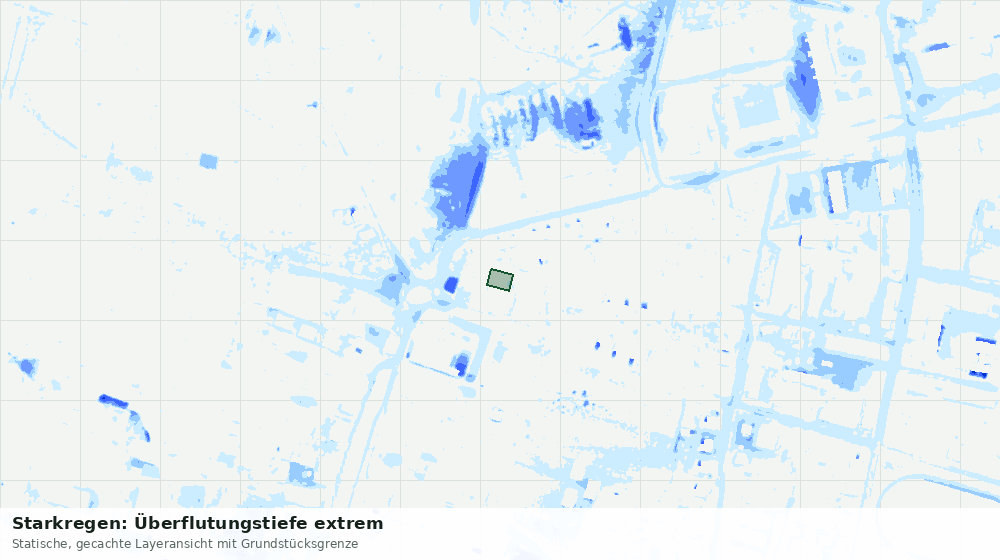 Statische Kartenansicht: Starkregen: Überflutungstiefe extrem