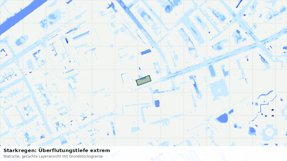 Statische Kartenansicht: Starkregen: Überflutungstiefe extrem