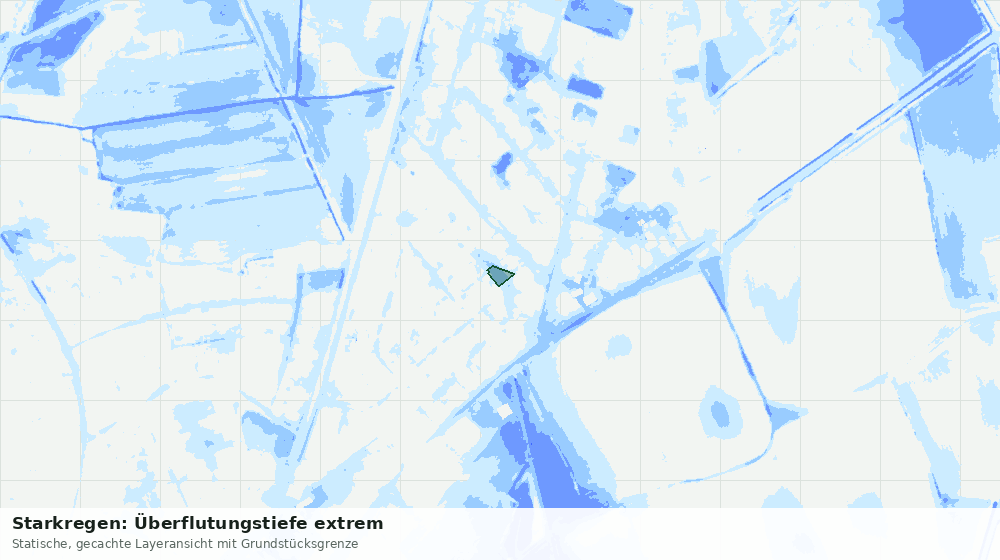 Statische Kartenansicht: Starkregen: Überflutungstiefe extrem