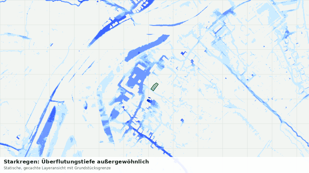 Statische Kartenansicht: Starkregen: Überflutungstiefe außergewöhnlich