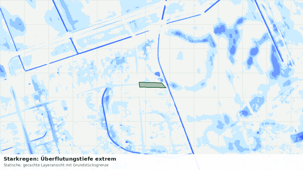 Statische Kartenansicht: Starkregen: Überflutungstiefe extrem