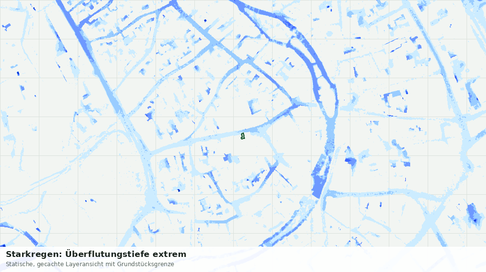 Statische Kartenansicht: Starkregen: Überflutungstiefe extrem