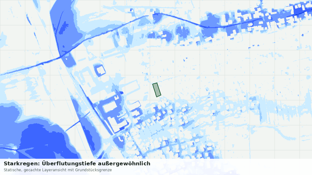 Statische Kartenansicht: Starkregen: Überflutungstiefe außergewöhnlich