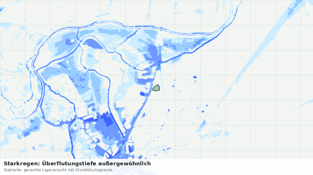 Statische Kartenansicht: Starkregen: Überflutungstiefe außergewöhnlich