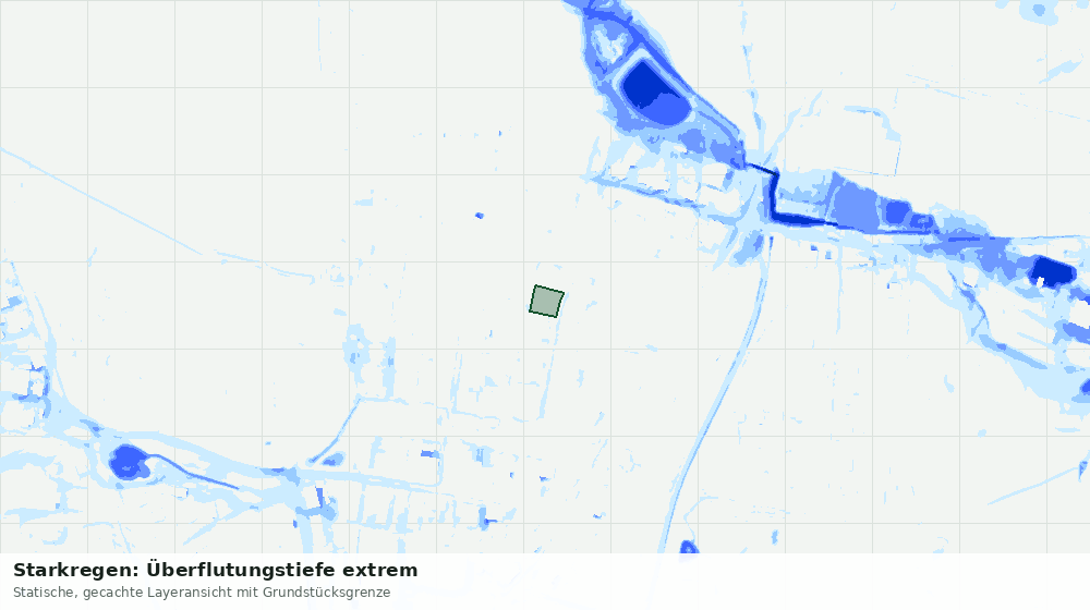 Statische Kartenansicht: Starkregen: Überflutungstiefe extrem
