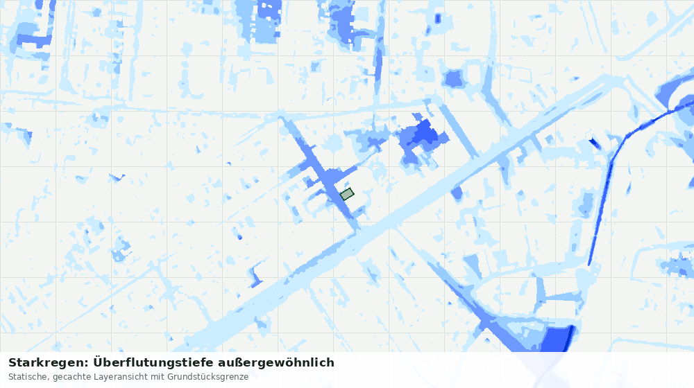 Statische Kartenansicht: Starkregen: Überflutungstiefe außergewöhnlich