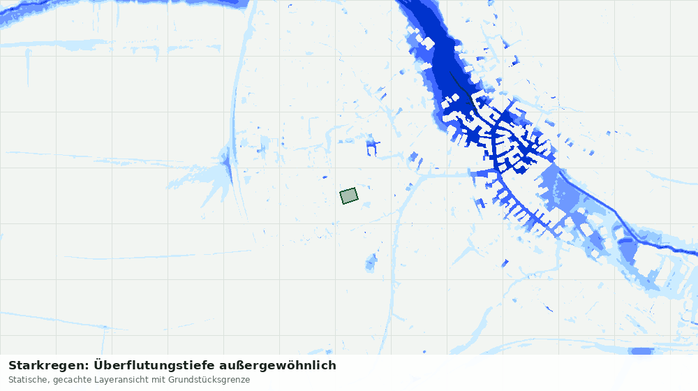 Statische Kartenansicht: Starkregen: Überflutungstiefe außergewöhnlich
