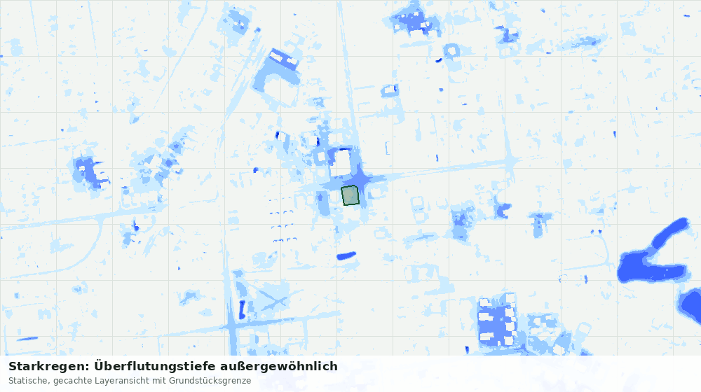 Statische Kartenansicht: Starkregen: Überflutungstiefe außergewöhnlich