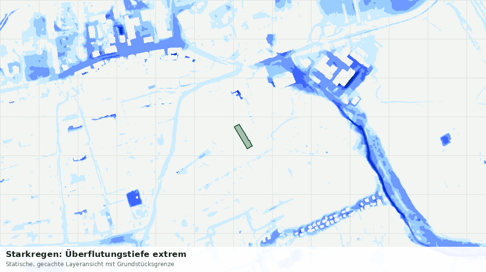 Statische Kartenansicht: Starkregen: Überflutungstiefe extrem