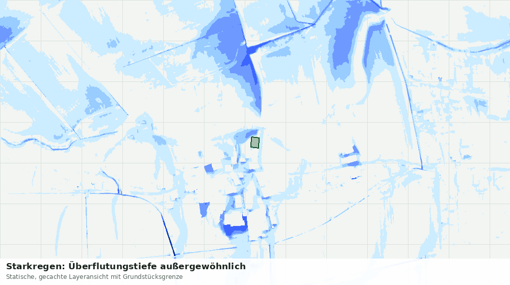 Statische Kartenansicht: Starkregen: Überflutungstiefe außergewöhnlich