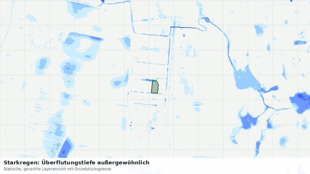 Statische Kartenansicht: Starkregen: Überflutungstiefe außergewöhnlich