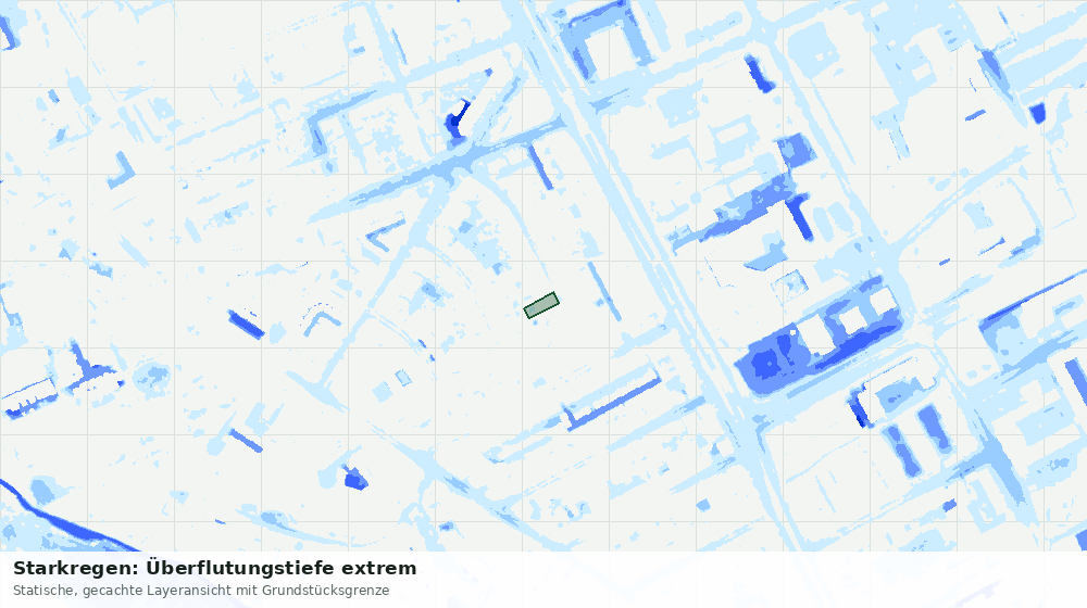 Statische Kartenansicht: Starkregen: Überflutungstiefe extrem