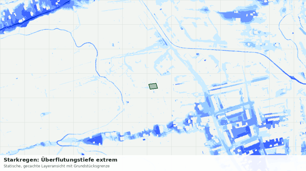 Statische Kartenansicht: Starkregen: Überflutungstiefe extrem
