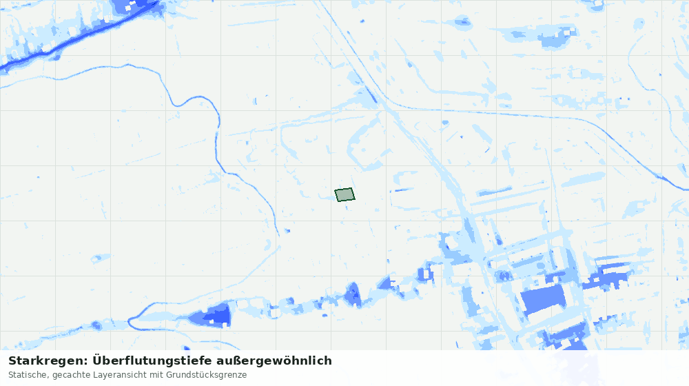 Statische Kartenansicht: Starkregen: Überflutungstiefe außergewöhnlich