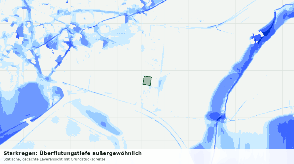Statische Kartenansicht: Starkregen: Überflutungstiefe außergewöhnlich
