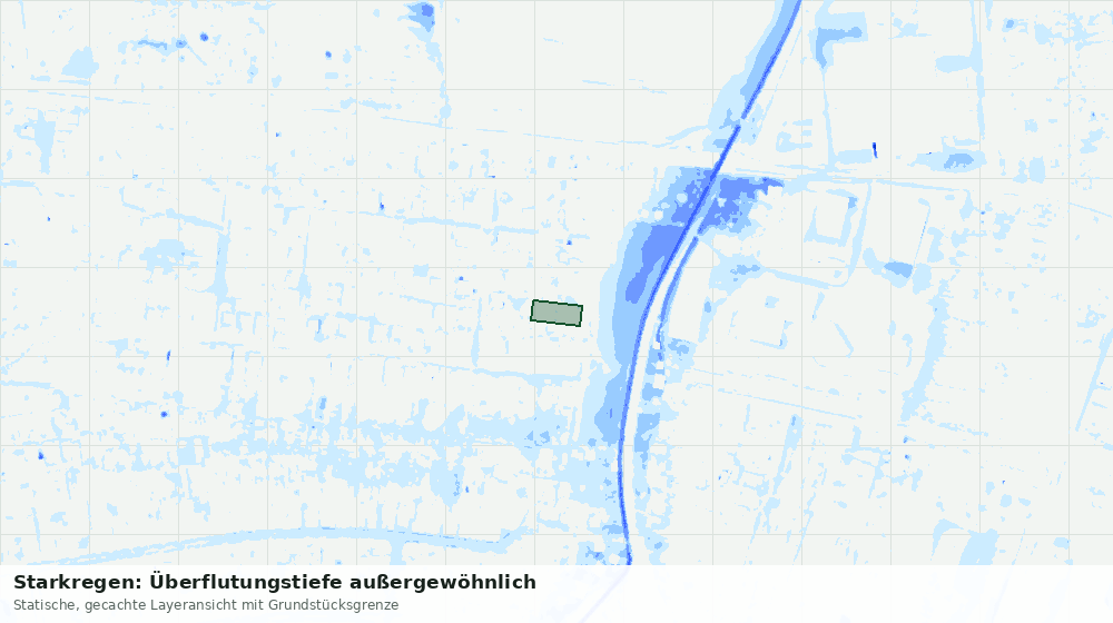 Statische Kartenansicht: Starkregen: Überflutungstiefe außergewöhnlich