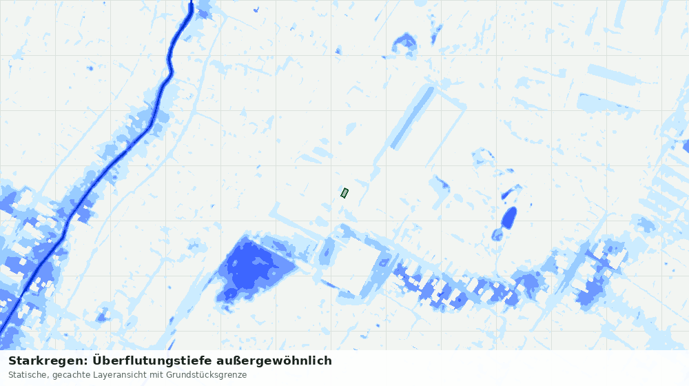 Statische Kartenansicht: Starkregen: Überflutungstiefe außergewöhnlich
