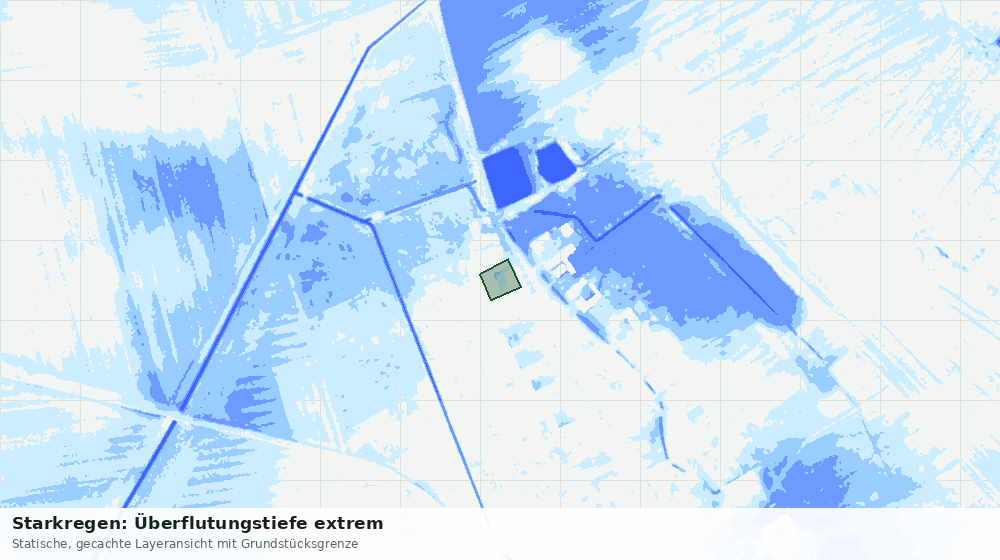 Statische Kartenansicht: Starkregen: Überflutungstiefe extrem