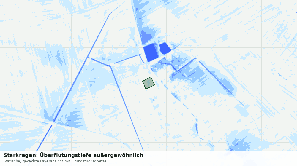 Statische Kartenansicht: Starkregen: Überflutungstiefe außergewöhnlich