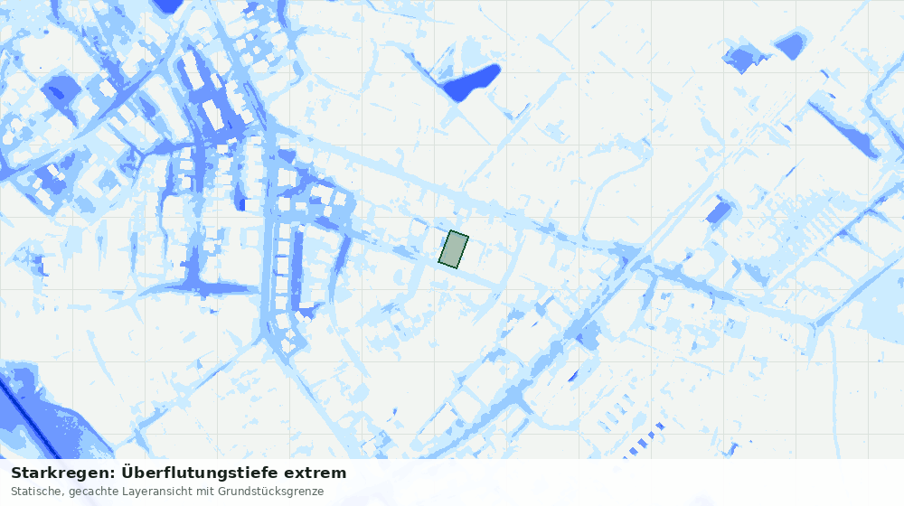 Statische Kartenansicht: Starkregen: Überflutungstiefe extrem