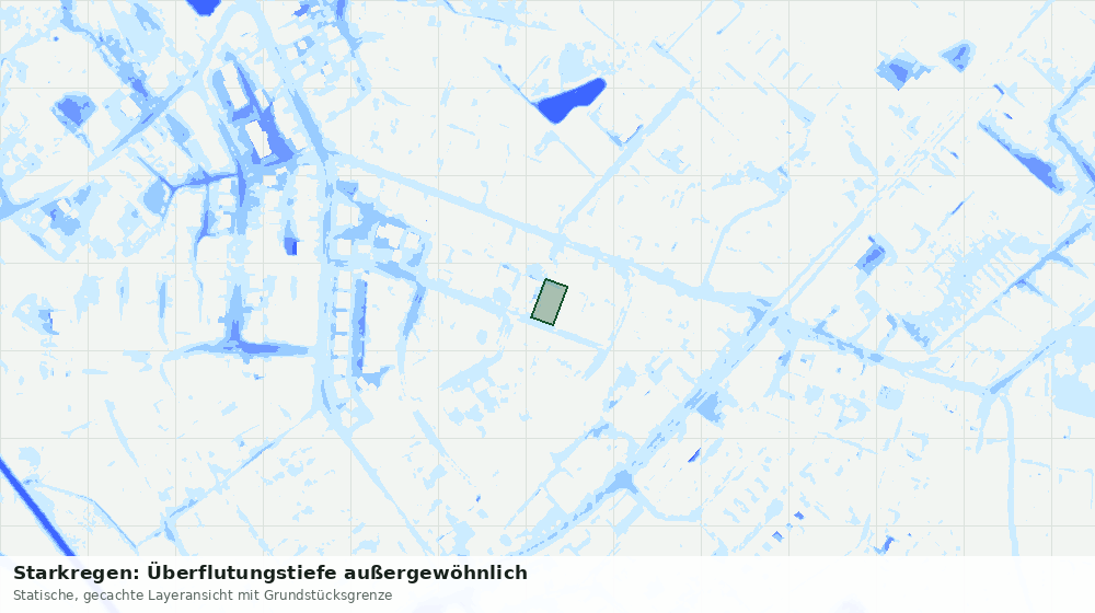 Statische Kartenansicht: Starkregen: Überflutungstiefe außergewöhnlich