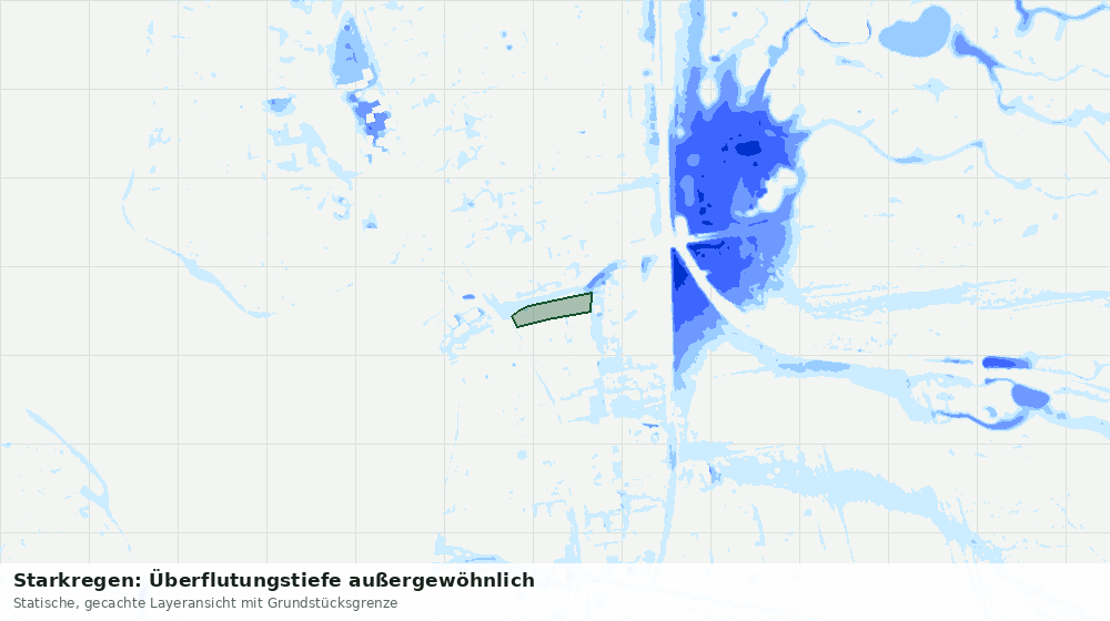 Statische Kartenansicht: Starkregen: Überflutungstiefe außergewöhnlich