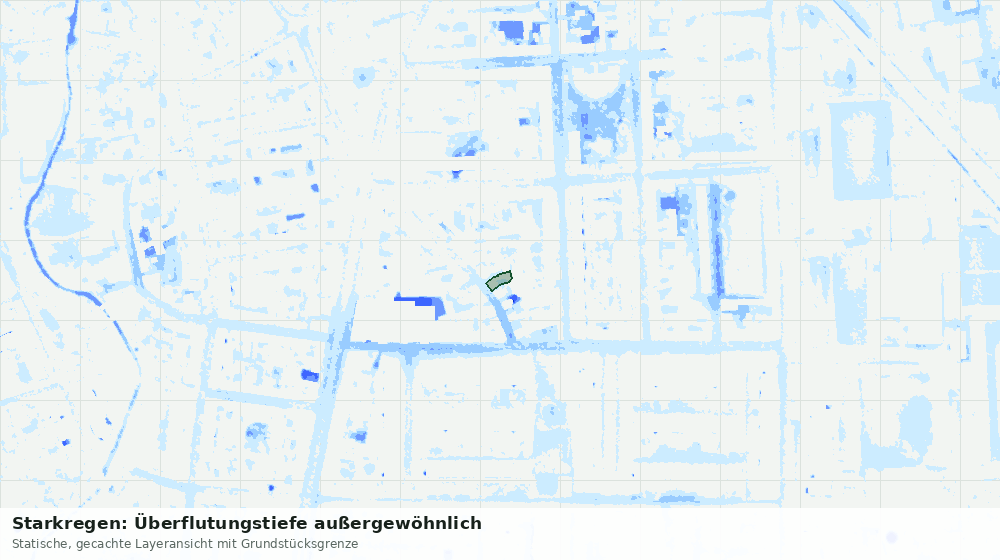 Statische Kartenansicht: Starkregen: Überflutungstiefe außergewöhnlich