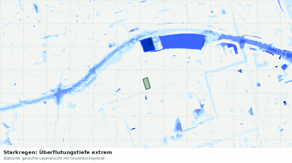 Statische Kartenansicht: Starkregen: Überflutungstiefe extrem