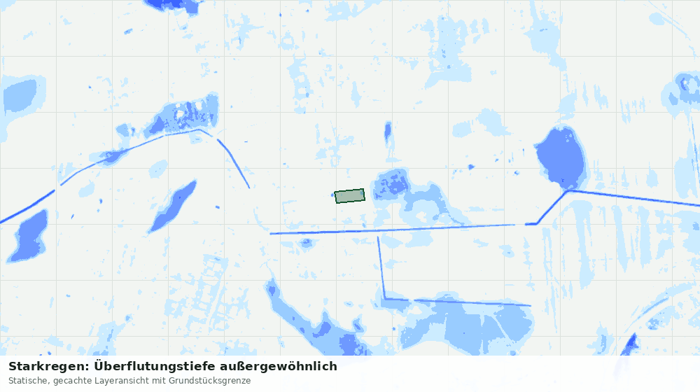Statische Kartenansicht: Starkregen: Überflutungstiefe außergewöhnlich
