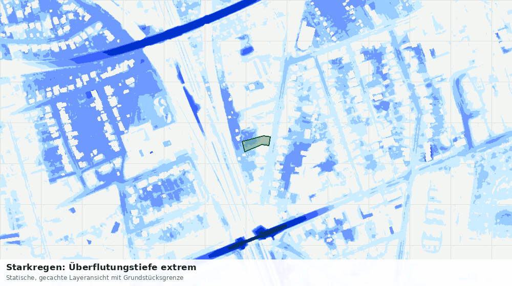 Statische Kartenansicht: Starkregen: Überflutungstiefe extrem