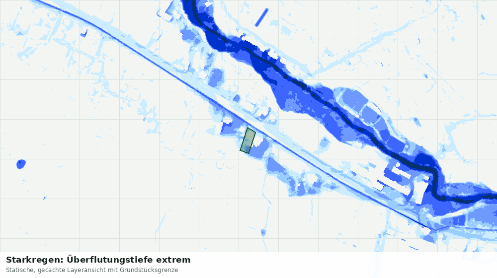Statische Kartenansicht: Starkregen: Überflutungstiefe extrem