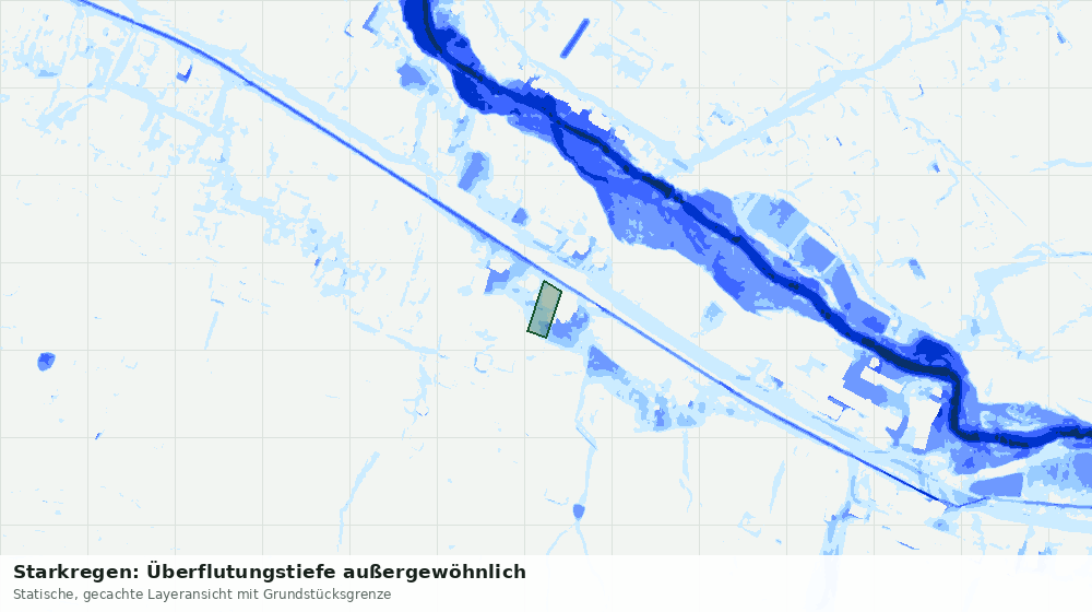 Statische Kartenansicht: Starkregen: Überflutungstiefe außergewöhnlich