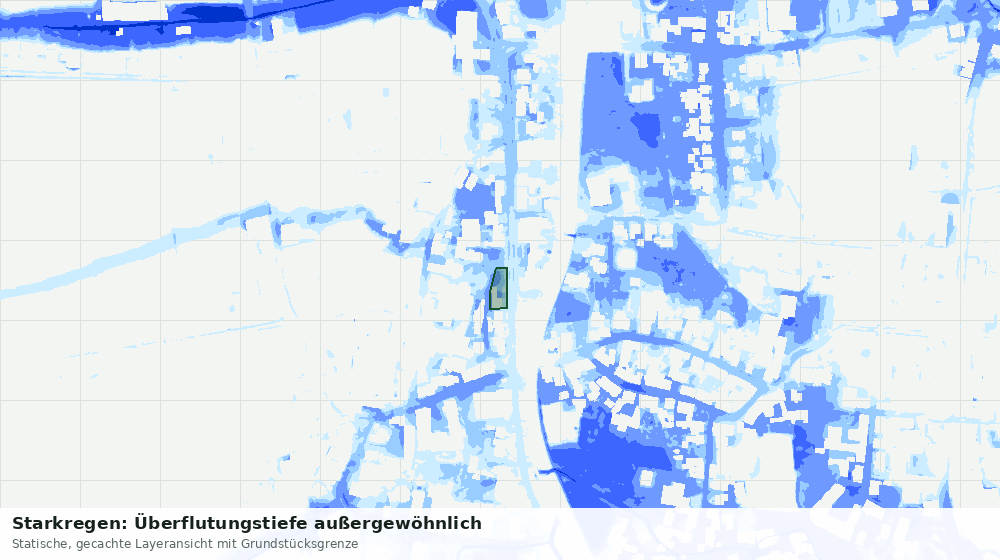 Statische Kartenansicht: Starkregen: Überflutungstiefe außergewöhnlich