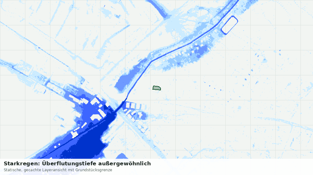 Statische Kartenansicht: Starkregen: Überflutungstiefe außergewöhnlich