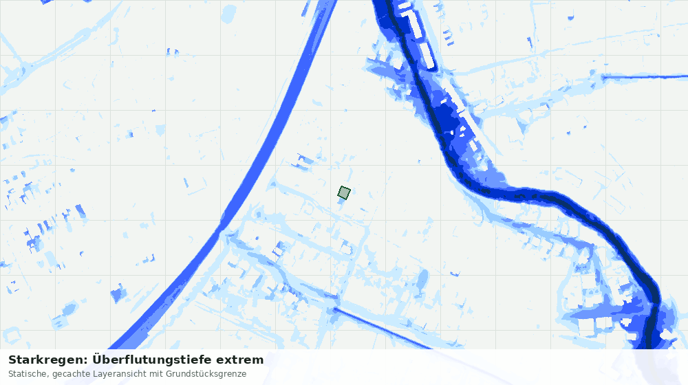 Statische Kartenansicht: Starkregen: Überflutungstiefe extrem