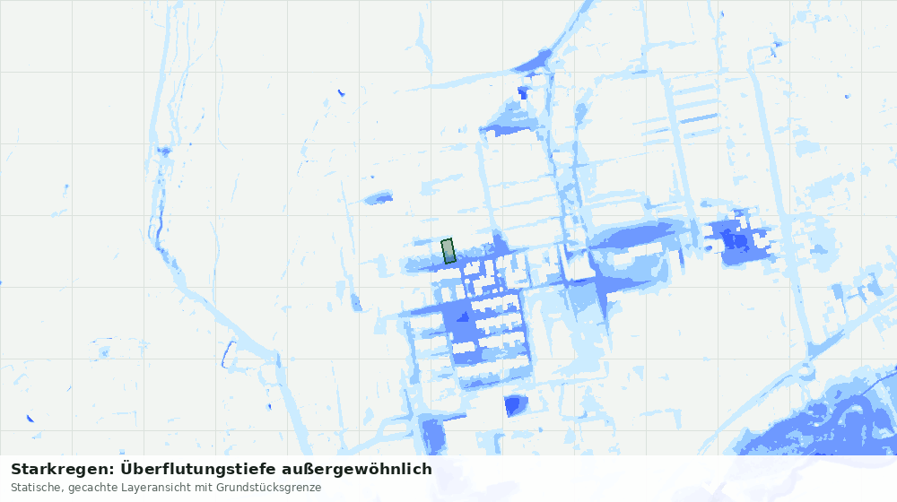 Statische Kartenansicht: Starkregen: Überflutungstiefe außergewöhnlich