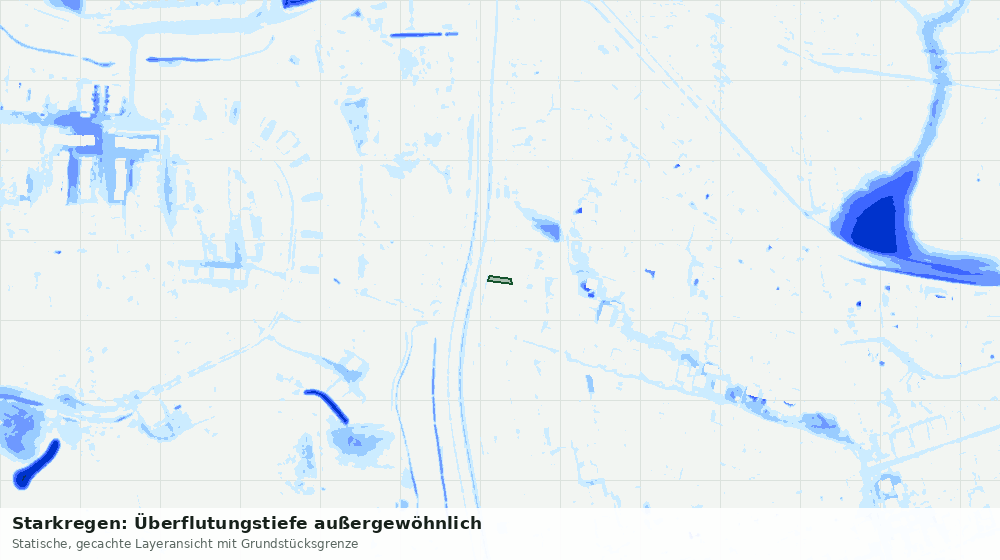 Statische Kartenansicht: Starkregen: Überflutungstiefe außergewöhnlich