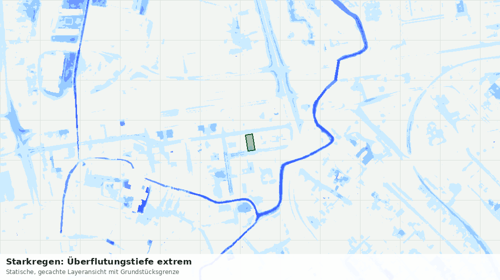 Statische Kartenansicht: Starkregen: Überflutungstiefe extrem